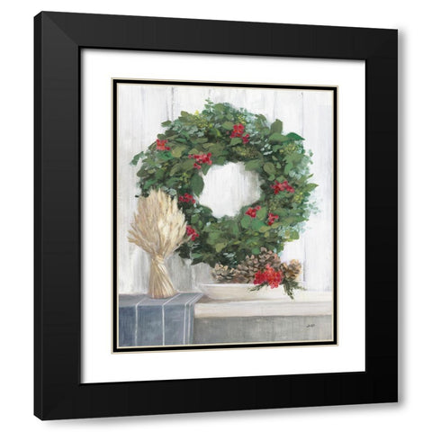 Natural Christmas II Blue Black Modern Wood Framed Art Print with Double Matting by Purinton, Julia