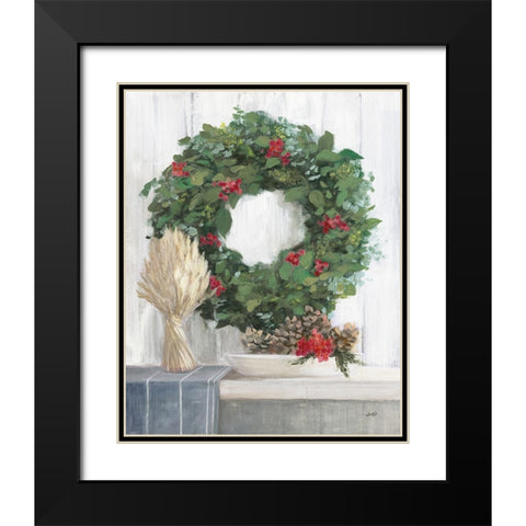 Natural Christmas II Blue Black Modern Wood Framed Art Print with Double Matting by Purinton, Julia