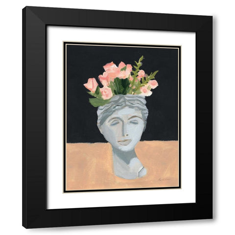 Golden Roses Black Modern Wood Framed Art Print with Double Matting by Munger, Pamela