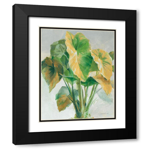 Greenhouse Palm I Teal and Gold Crop Black Modern Wood Framed Art Print with Double Matting by Nai, Danhui
