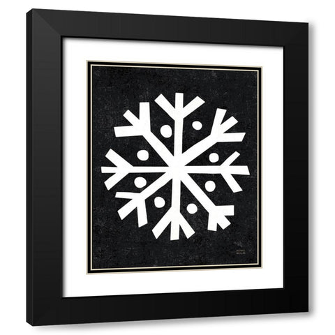 Christmas Whimsy Snowflake Black Modern Wood Framed Art Print with Double Matting by Mullan, Michael