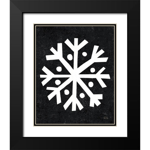 Christmas Whimsy Snowflake Black Modern Wood Framed Art Print with Double Matting by Mullan, Michael