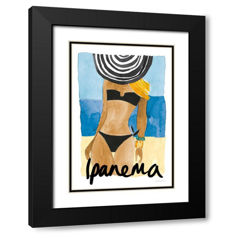 Ipanema Girl Black Modern Wood Framed Art Print with Double Matting by Charro, Mercedes Lopez