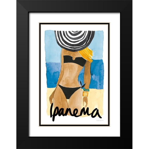 Ipanema Girl Black Modern Wood Framed Art Print with Double Matting by Charro, Mercedes Lopez