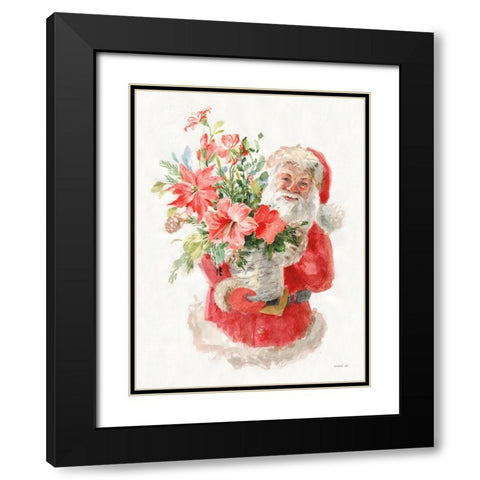 Floral Santa Black Modern Wood Framed Art Print with Double Matting by Nai, Danhui