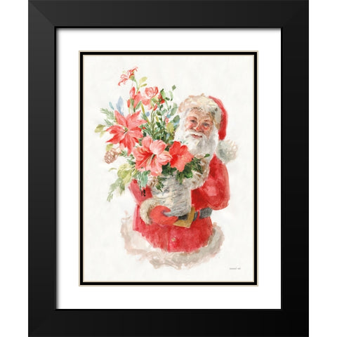 Floral Santa Black Modern Wood Framed Art Print with Double Matting by Nai, Danhui