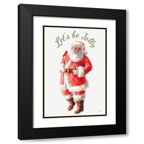 Jolly Santa Black Modern Wood Framed Art Print with Double Matting by Nai, Danhui