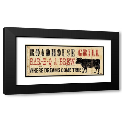 Roadhouse Grill Black Modern Wood Framed Art Print with Double Matting by Pela Studio