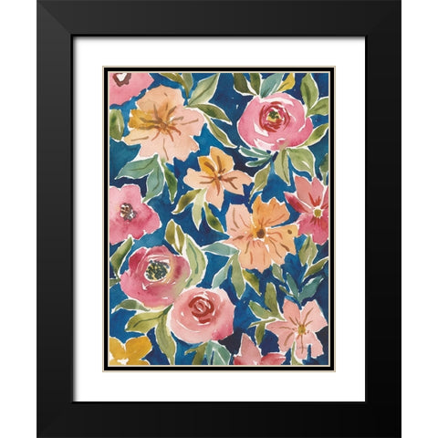 Flower Patch V Black Modern Wood Framed Art Print with Double Matting by Warrick, Cheryl