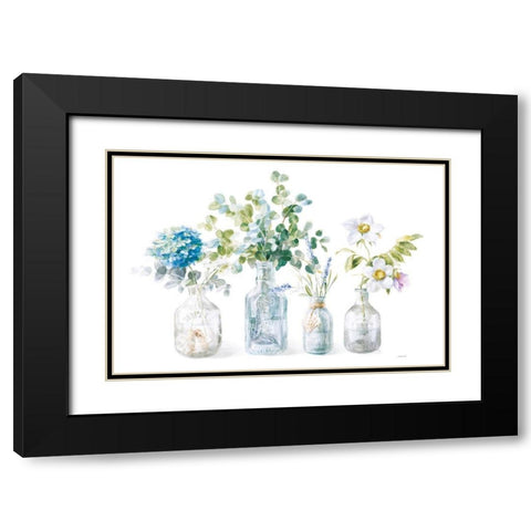 Beach Flowers I no coral Black Modern Wood Framed Art Print with Double Matting by Nai, Danhui