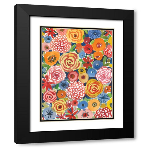 Petal Play II Black Modern Wood Framed Art Print with Double Matting by Warrick, Cheryl