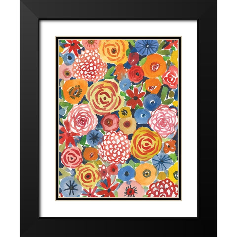 Petal Play II Black Modern Wood Framed Art Print with Double Matting by Warrick, Cheryl