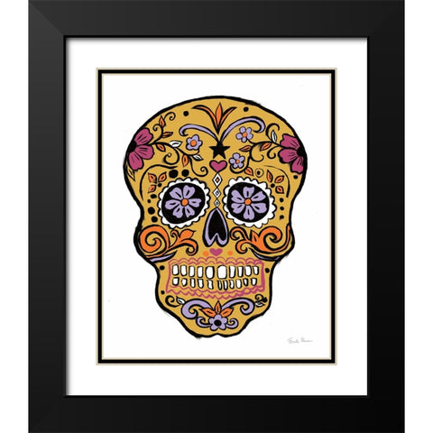 Homage to Frida V Marigold Black Modern Wood Framed Art Print with Double Matting by Zaman, Farida