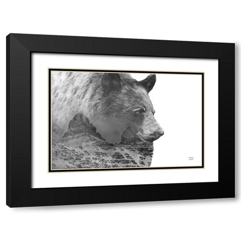 Mountain Bear Black Modern Wood Framed Art Print with Double Matting by Larson, Nathan