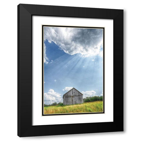 Barn Rays Black Modern Wood Framed Art Print with Double Matting by Larson, Nathan