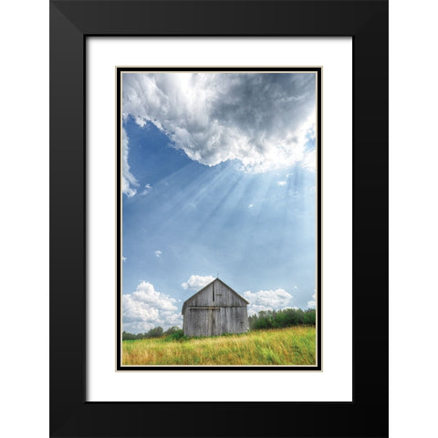 Barn Rays Black Modern Wood Framed Art Print with Double Matting by Larson, Nathan