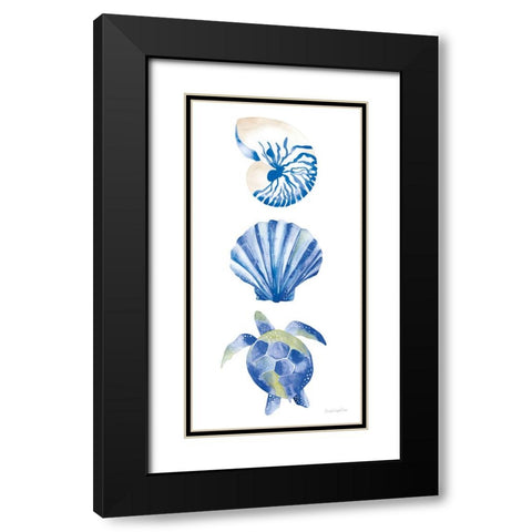 Salty Waves Shells Black Modern Wood Framed Art Print with Double Matting by Charro, Mercedes Lopez