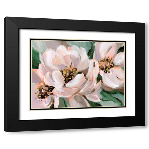 Blush Peonies Black Modern Wood Framed Art Print with Double Matting by Pete, Katrina