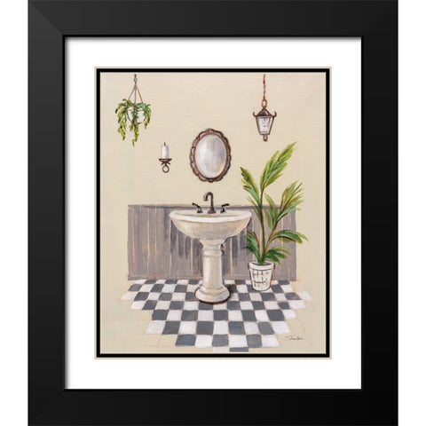 Gray Cottage Bathroom II Black Modern Wood Framed Art Print with Double Matting by Vassileva, Silvia