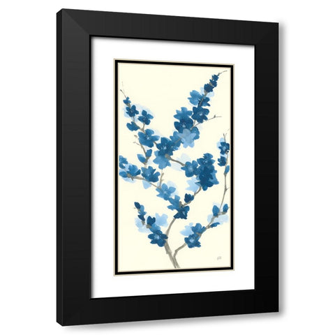 Blue Branch II v2 Crop Black Modern Wood Framed Art Print with Double Matting by Paschke, Chris