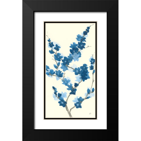 Blue Branch II v2 Crop Black Modern Wood Framed Art Print with Double Matting by Paschke, Chris