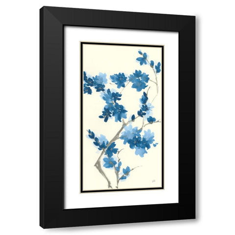 Blue Branch III v2 Crop Black Modern Wood Framed Art Print with Double Matting by Paschke, Chris