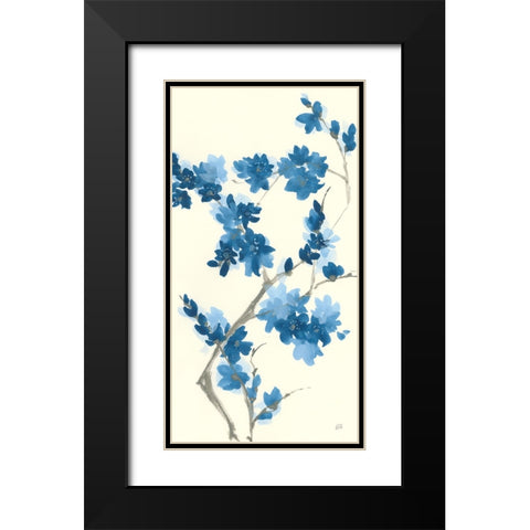 Blue Branch III v2 Crop Black Modern Wood Framed Art Print with Double Matting by Paschke, Chris