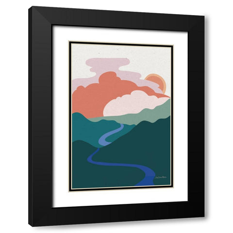 Hills and Valleys I Light v2 Black Modern Wood Framed Art Print with Double Matting by Miller, Sara Zieve