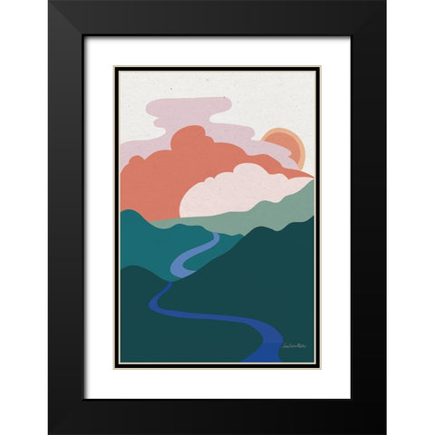 Hills and Valleys I Light v2 Black Modern Wood Framed Art Print with Double Matting by Miller, Sara Zieve