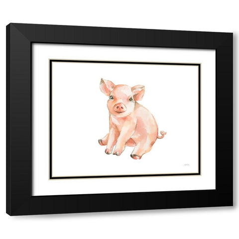 Sweet Piggy Sitting Black Modern Wood Framed Art Print with Double Matting by Pete, Katrina