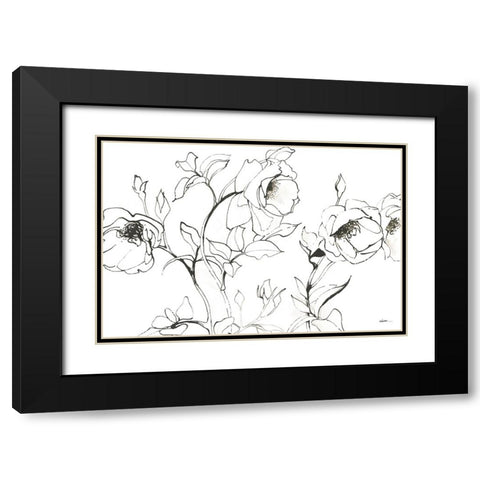 Sketch of Roses Black Modern Wood Framed Art Print with Double Matting by Novak, Shirley