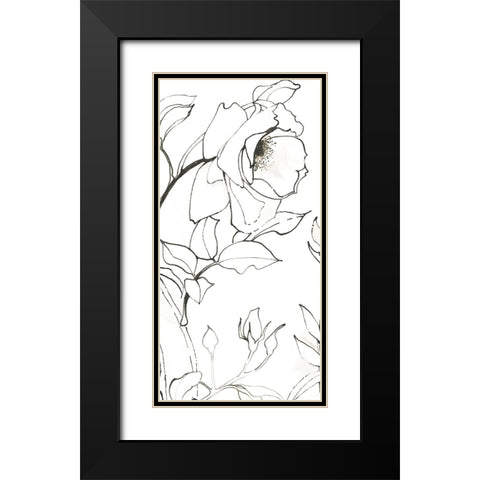Sketch of Roses Panel II Black Modern Wood Framed Art Print with Double Matting by Novak, Shirley