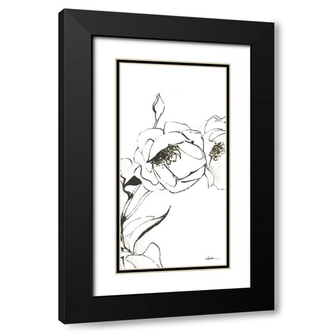 Sketch of Roses Panel III Black Modern Wood Framed Art Print with Double Matting by Novak, Shirley