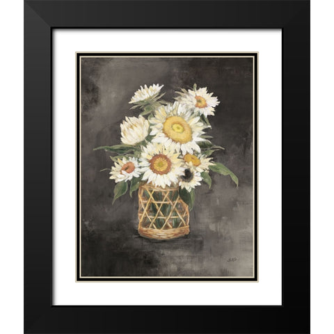 Sunflowers in Rattan Black Crop Black Modern Wood Framed Art Print with Double Matting by Purinton, Julia