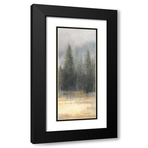 Misty Pines Panel II Black Modern Wood Framed Art Print with Double Matting by Nai, Danhui