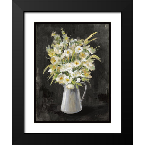 Farm Bouquet on Black Black Modern Wood Framed Art Print with Double Matting by Vassileva, Silvia