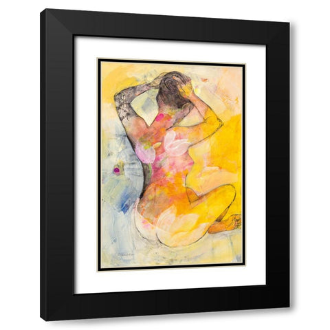 Floral Figures I Black Modern Wood Framed Art Print with Double Matting by Hristova, Albena