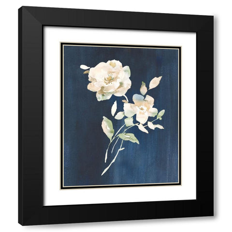 White Florals of Summer IV Black Modern Wood Framed Art Print with Double Matting by Nai, Danhui