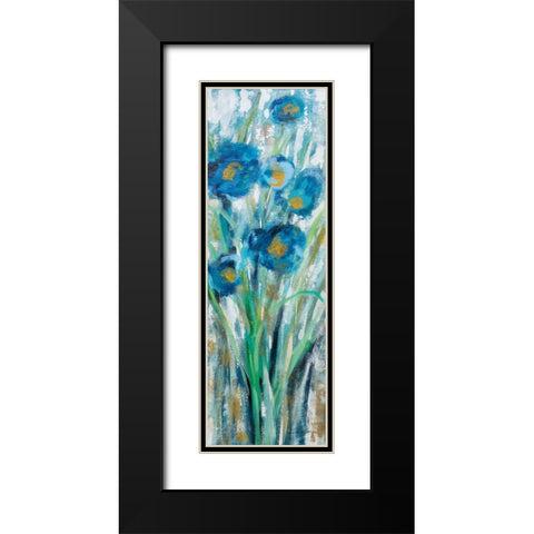 Tall Blue Flowers II Black Modern Wood Framed Art Print with Double Matting by Vassileva, Silvia