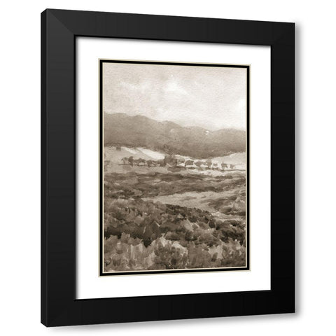 Field of Flowers II Sepia Black Modern Wood Framed Art Print with Double Matting by Wild Apple Portfolio