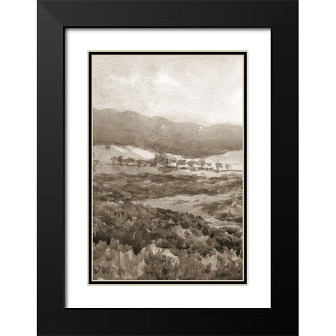 Field of Flowers II Sepia Black Modern Wood Framed Art Print with Double Matting by Wild Apple Portfolio