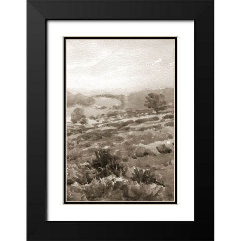 Field of Flowers III Sepia Black Modern Wood Framed Art Print with Double Matting by Wild Apple Portfolio