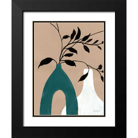 Slender Stems I Blue Black Modern Wood Framed Art Print with Double Matting by Nai, Danhui