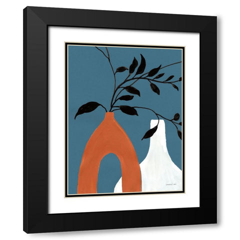 Slender Stems I Jewel Toned Black Modern Wood Framed Art Print with Double Matting by Nai, Danhui