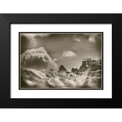 Sepia Peaks Black Modern Wood Framed Art Print with Double Matting by Larson, Nathan