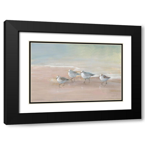 Shorebirds on the Sand I Black Modern Wood Framed Art Print with Double Matting by Nai, Danhui