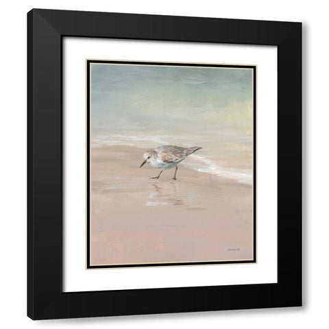 Shorebirds on the Sand III Black Modern Wood Framed Art Print with Double Matting by Nai, Danhui