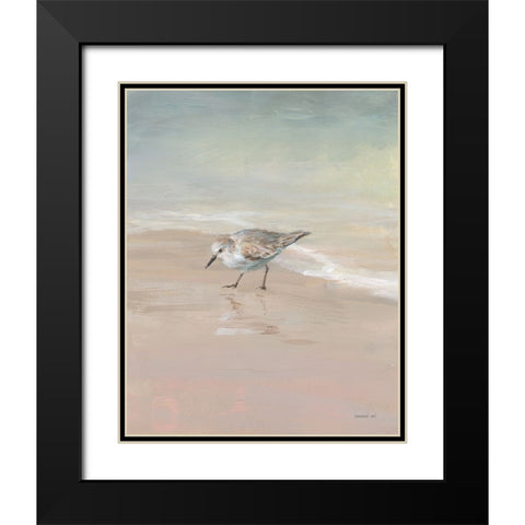 Shorebirds on the Sand III Black Modern Wood Framed Art Print with Double Matting by Nai, Danhui