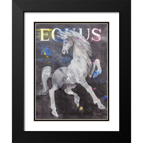 Equus Stallion Black Modern Wood Framed Art Print with Double Matting by Hristova, Albena