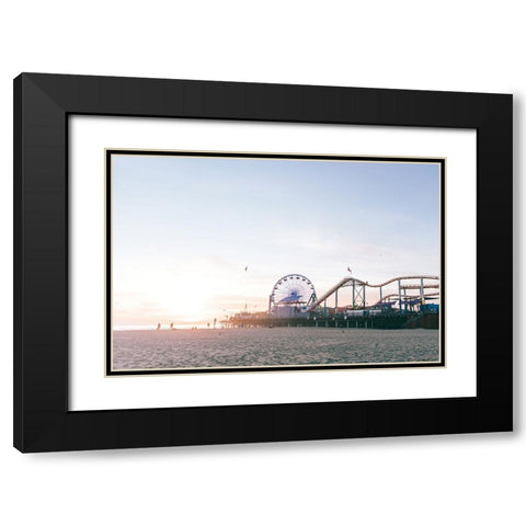 Santa Monica Pier Black Modern Wood Framed Art Print with Double Matting by Marshall, Laura